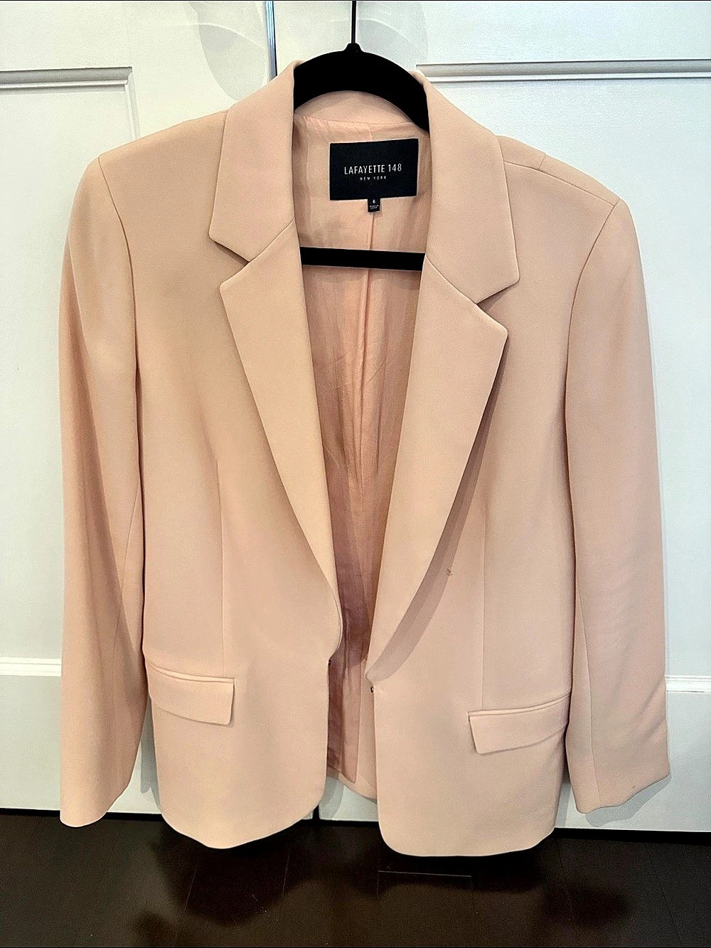 Lafayette 148 New York Finesse Crepe Peak Lapel Blazer Pink Small